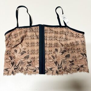 Aerie Womens Floral Brown Bralette Crop Top Size Large NWT Size Large
